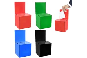 LTHERMELK Set of 4 Ballot Boxes, Glossy Cardboard Boxes with Slot, Charity Boxes, Suggestion Box with Removable Headboard, Tombola Donation Boxes for Fundraising, Collecting, Voting (15 x 15 x 15 cm)