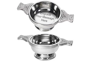 WENTWORTH PEWTER Pewter Quaich Bowl - 70mm Diameter (70mm) (70mm with Engraving)