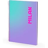 MILAN A4 Spiral Notebook Hardcover Squared Paper 90 Sheets 95gsm Sunset Collection Lilac