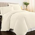 Pizuna Pure Combed Cotton King Duvet Cover 260x220 cm, New Ivory, 400 Thread Count Cool Breathable 100% Long Staple Cotton Sateen Weave Quilt Cover & 2 Pillowcases (New Ivory Bedding Set)