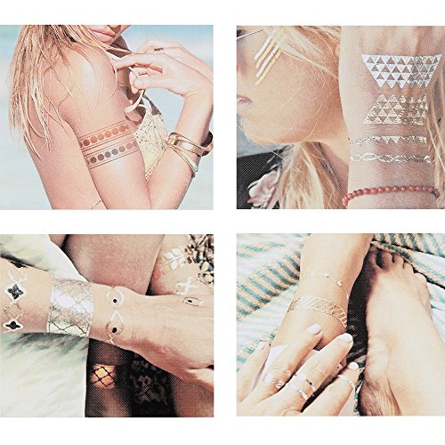 Goldge 2er Gold Temporäres Tattoo Aufkleber Partz Braut Hochzeit für Junggesellinnenabschied - 6