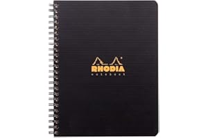 RHODIA 119910C - Cahier à Spirale (Reliure Intégrale) Noir - A5+ 16 x 21 cm- Petits Carreaux - 160 pages Détachables Perf 6 Trous - Papier Clairefontaine 90 g/m² - Couverture Polypro - Rhodiactive