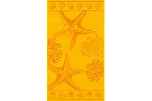 DELINDO LIFESTYLE Serviette de Plage Tropical Soleil étoile de mer, 100% Coton égyptien, 100x180 cm Grande Taille
