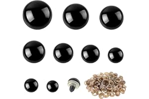 CENH RobLuX 180 Stück 10-30mm Sicherheitsaugen für Häkeltiere Groß Sicherheitsaugen Puppenaugen mit Unterlegscheiben Schwarz Safety Eyes für Puppe Plüschtier DIY Teddybär Basteln