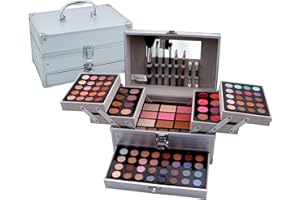 MKNZOME Kit de maquillage Complet, Polyvalent Ensemble-cadeau de Cosmétique avec Fard à Paupières Palette Correcteur Fard à Joues Rouge à Lèvre pour Femme, Tout-en-un Mallette de Maquillage Beauté Set#4