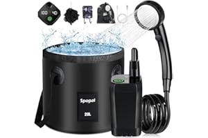Spopal Doccia da Campeggio, Doccia Portatile Ricaricabile 6000mAh, Doccia Campeggio con 20L Secchio Pieghevole, Doccetta da Esterno con Display Digitale Intelligente per Spiaggia Campeggio Giardino