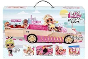 L.O.L. SURPRISE! LOL Surprise Samochód Car-Pool Coupe z Ekskluzywną Lalką. Obejmuje Wielokolorowy Samochód, Basen, Parkiet Taneczny z Magicznymi Światłami i Akcesoriami. Dla Dziewczynek i Chłopców w Wieku 4+