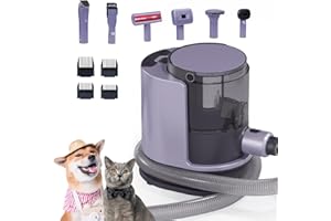 KENVOR Haustier-Staubsauger 12Kpa Saugkraft, Hundeschermaschine mit Staubsauger, 6-IN-1 Haustierpflege Set, Tierhaarentferner ,Professioneller Staubsauger für Katzen- und Hundehaarpflege,Lila
