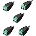 SIENOC 5 x RCA Male Adapter Terminal Block > RCA Male RCA Adapter DC Block Screw Connection 2-Pin Connector Cable to RCA Conn