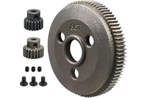 AUGREX 86T Spur Gear Set Metal Steel with 19T 21T Pinions Gear Sets Upgrade Parts Replace Traxxas 4686 Fit for 1/10 Traxxas Slash 2WD Spur Gear Rustler 2WD Stampede 2WD 48P 86T Spur Gear