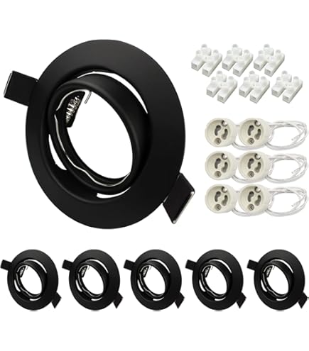 20x Inbouwspots GU10 Set - 20 Stuks Inbouwframes in Mat Zwart incl. GU10 Fitting Voor LED of Halogeen Lampen, Boorgat 68mm-80mm, 35° Draaibaar, Rond