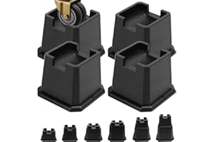MixDora Bed Risers 3 Inch Furniture Risers Bed Lift Risers for Caster Wheels or Posts of Bed Table Couch Chair 4 Pack Black (3 Inch)