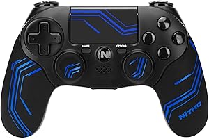 NITHO Wireless Controller für PS4, Game Controller Kompatibel mit PS4/PC/Android/iOS, PS5 (nur mit PS4-Spielen), Gamepad Joystick mit Dual-Vibration/6-Achsen Gyro Sensoren - Blau