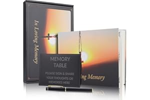 COMBIUBIU Funeral Guest Book,88 Pages Funeral Memory Book with Gold Engraving,Table Card Sign and Pen for Condolence Book, Memorial Guestbook,Celebration of Life Memorial Service