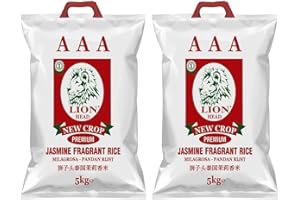 ALPINE HEIGHTS Lion Head AAA Premium Jasmine Fragrant Rice - BUNDLE PACK, 2 x 5KG - (Total 10kg)