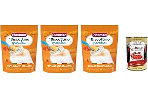‎ITALIAN GOURMET E.R. Plasmon Biscottino Granulato, dal 6° mese, 100% grano italiano 3x 350 g + Italian Gourmet polpa 400g