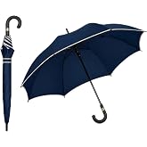 H HANSEL HOME 8 Ribs Automatic Long Umbrella, Large Umbrella with Curved Handle, Water Repellent Fabric, Reinforced Structure