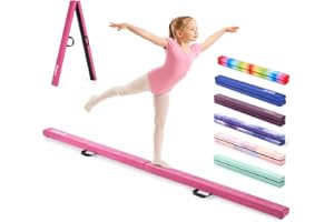 ‎ZELUS ZELUS 240/270 cm Schwebebalken Kinder für Zuhause Faltbarer Gymnastikbalken aus Eva-Schaum & Holz Balancierbalken mit erhöhten Füßen & Tragegriffen für Fitness, Training, Turnen