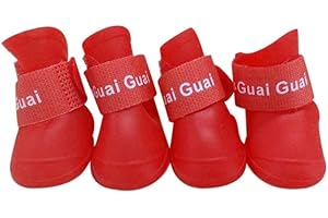 Ducomi Zampette buty dla małych psów - przeciwdeszczowe i antypoślizgowe chusteczki dla psów idealne na deszcz i śnieg, te buty dla psów zapewniają ochronę ran łap (B, czerwony)