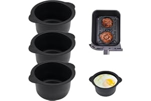 AETHERAURORA 3 PCS Pirottini per Friggitrice ad Aria, Stampi per Uova in Camicia, Stampi per Muffin in Silicone, Privo di BPA Pirottini Silicone, Stampi per Uova con Friggitrice ad Aria, per Budini, Uova, Cupcake