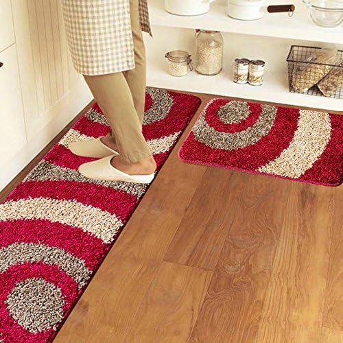 FQG*The kitchen floor mat long grip water absorption bathroom doorway feet oil-resistant push-pull door mat bedroom bed and a total of 3 of the electoral ,40x60+50x80+40x120 , as Lucky Rainbow