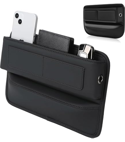 Organisateur De Siège Voiture En Cuir Napa - 18.5x15.5 Cm, Vide-poche Latéral Pour Téléphone, Clés, Cartes