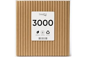 JOFISA Pajitas de Papel Biodegradable, 20cm. Desechables, ecológicas y compostables. Comprometida con el medio ambiente.… (3000)