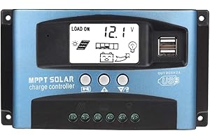 LetCart Contrôleur de charge solaire, 40/50 / 60 / 100A solaire double écran LCD USB, Contrôleur de charge Régulateur de panneau solaire contrôleur de charge