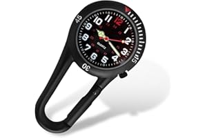 YUFFQOPC Taschen-Taschenuhr, leuchtendes Gesicht, FOB-Uhr, Clip-On Uhr, Sanitäter, Uhr, Edelstahl, FOB Sanitäter, Uhr, 30 m wasserdicht, Clip-on Quarzuhr, Krankenschwesteruhr für Ärzte & Klettern