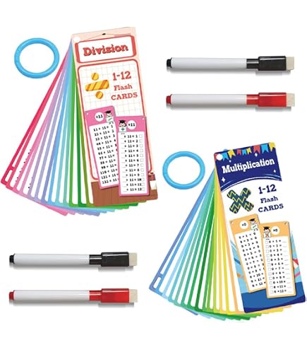 13 flashcard moltiplicazione 0-12, grafico di moltiplicazione matematica, carte flash tabelline, gioco matematico moltiplicare, con 2 pennarelli cancellabili a secco e 2 anelli per la prima alla terza