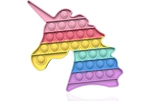 VURYAPI Pop On It Poppit 2 in 1 Grande Poppit Fidgettoys Antistress Push Bubble Sensoriale Giocattolo in Silicone Rainbow Toy per Bambini e Adulti(Unicorno