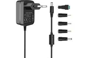 TKDY 18V 1A Adaptador de Fuente de alimentación, 18 voltios 1000mA 800mA 750mA 500mA 400mA con 5 Puntas para la mayoría de la electrónica de 18V, Centro Positivo