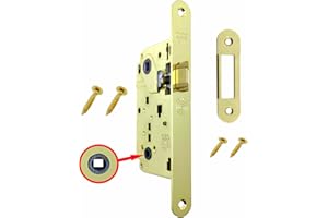 GAMOBIFER Serratura AGB Porta Interna a Incasso per Bagno WC serie CENTRO (FRONTE 22x196, SCROCCO, OTTONE LUCIDO)