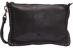 BIBA Bolso de Mujer de Cuero Genuino, Bolso Bandolera Heritage Portland POR2L, Asa Larga, Cierre con Cremallera, Piel de Cabra Legítima