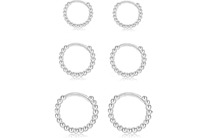 CRASLYMO Creolen Silber 925 Ohrringe Rosegold Silber Schwarz Gold Ohrringe set Klein Creolen Helix für Damen Herren Mädchen (8mm/10mm/12mm)