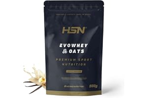 Evowhey & Oats de HSN | Sabor Vainilla 500 g = 10 Tomas | Proteína Whey con Harina de Avena | Ideal para Desayunos o Meriendas | Bajo en Azúcar | No-GMO, Vegetariano, Sin Soja