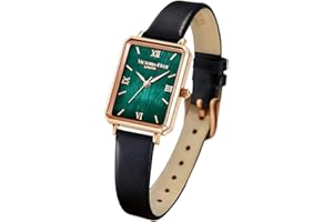 VICTORIA HYDE Montre rectangulaire pour femme - Cadran vert - Montre à quartz analogique avec bracelet en acier inoxydable