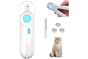 Uncle Yang Tier Nagelknipser mit LED Licht – Krallenschneider aus Edelstahl mit Feile & Spritzschutz, Haustier Krallenschere für Katzen Hunde Kaninchen Kleintiere (Blau)