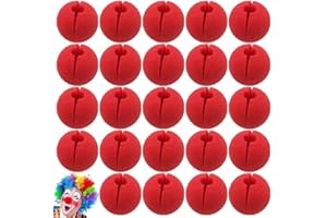 Poluka 24Pcs Red Clown Nose Foam Circus Comic Nose for Kids&Adults Role Cosplay Costume Trick Party Supplies Halloween Photo Prop Party Favors