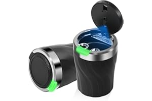 Daakro Aschenbecher Auto, 2 Stücke Tragbarer Fahrzeug Autoaschenbecher Mit LED, Abnehmbarer Auto-Aschenbecher Mit Großem Fassungsvermögen, Car Ashtray Mit Deckel Für Autos,Lieferwagen usw