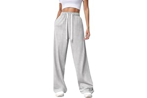 Getervb Pantalon Jogging Femme Pantalon de Sport Taille Haute Pantalon de Survêtement Baggy avec Poches Pantalon de Détente pour Yoga Running Fitness Training