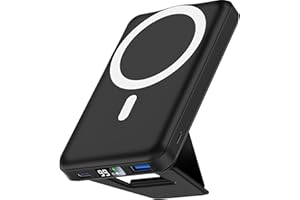 Podoru Batterie Externe Magnétique sans Fil, 10000mAh Power Bank Pliable Chargeur Portable Mag-Safe Batterie Type-C PD 22.5W Charge Rapide Affichage LED pour iPhone 15/14/13/12/Mini/Pro/Max - Noir
