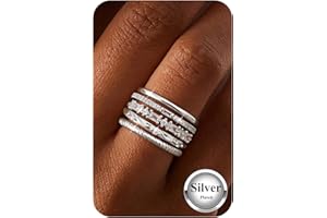 Kakonia 5Pcs Bague Femme Argent Or 14K Plaqué Bague Fiançailles Zirconium Femme Empilables Knuckle Mariage Promesse Alliance Bagues Bijoux