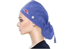 Muium(TM) Kappen mit Knopf und Baumwolle Einfarbige Schweißband Schrubben Hut für Unisex OP Haube Chirurgische Hut Verstellbar Kochmütze Kopfhauben Peeling Kappe