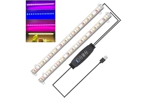 Craftsboys LED Plant Grow Light Strips Full Spectrum for Indoor Plants with Auto ON/Off Timer, 48 LEDs / 10 Dimmable Levels, Sunlike Grow Lamp for Hydroponics Succulent (Full Spectrum, Two Bars)