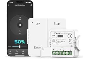 Maxcio Interruptor Persiana Wifi con Control Remoto RF, Módulo de Reléde Control de Persiana con Temporizador, Función de Porcentaje, Función de voz, Compatible con Alexa y Google Home, 1 Pack