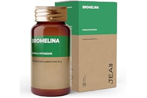 JEA BROMELINA Alto Dosaggio, Integratore Drenante Forte Dimagrante, Diuretico e Anticellulite, Bromelina 500 Mg Migliora la Funzione Digestiva, Favorisce il Microcircolo - Vegano, 120 Compresse