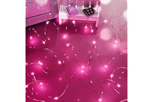 Dalugo luci natalizie a batteria, 50 LED 5M/16FT IP65 impermeabili decorazioni natalizie per la festa della mamma (rosa)