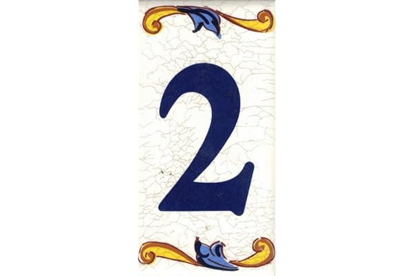 TORO DEL ORO Numéros de maison. Lettres et chiffres en mosaïque. Décalque en céramique. Noms et adresses en céramique. Grand Craquelé Design 7,5x15 cm (numéro deux "2")