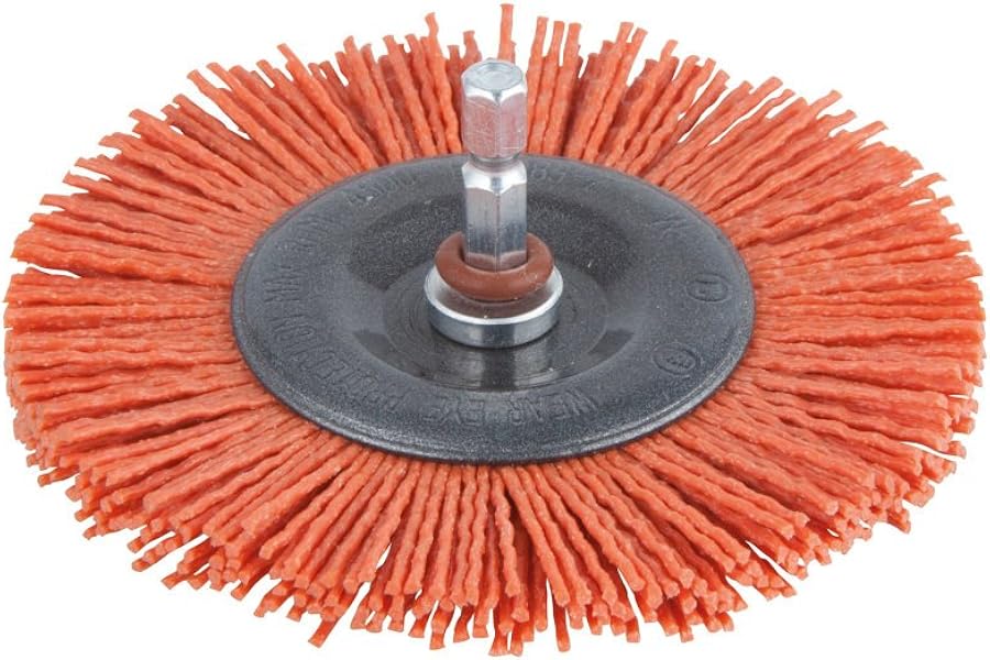 wolfcraft nylon wire wheel brush - 1502000 - aggressive - cleaning derusting polishing - many times the service life of wire brushes - for drills